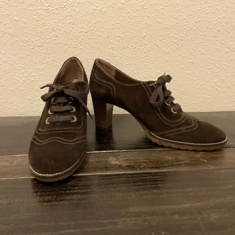 Melluso Booties, Walk Brown Suede Retro Oxford, Italian Made, Size 40 - Picture 6 of 12